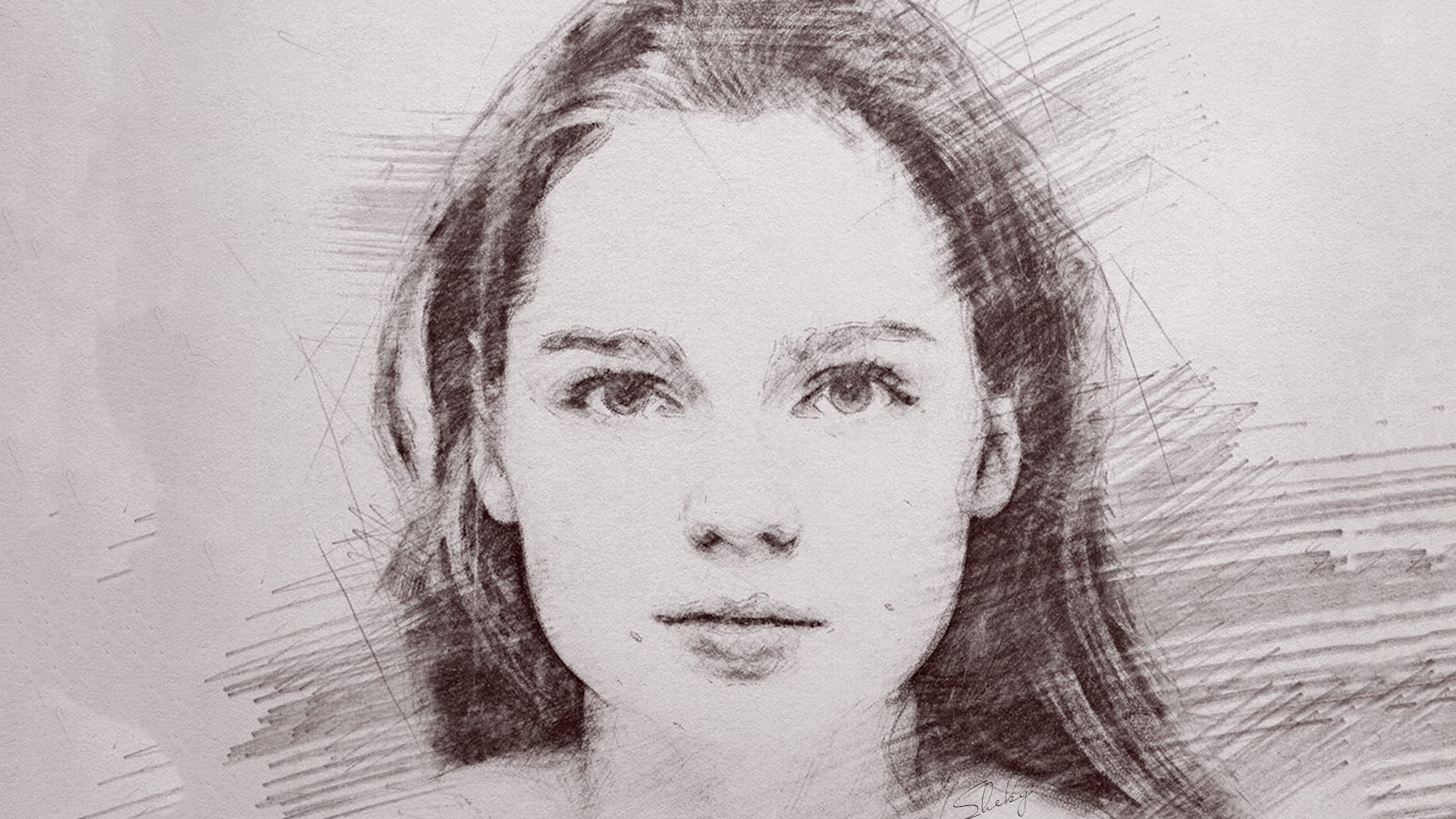 Рисунок женщины в возрасте карандашом