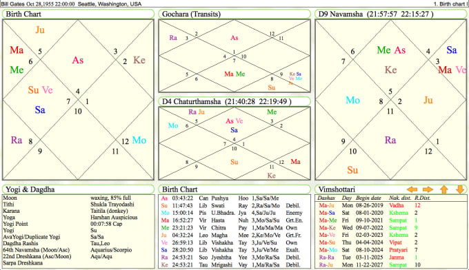 Vedic Astrology Birth Chart Reading