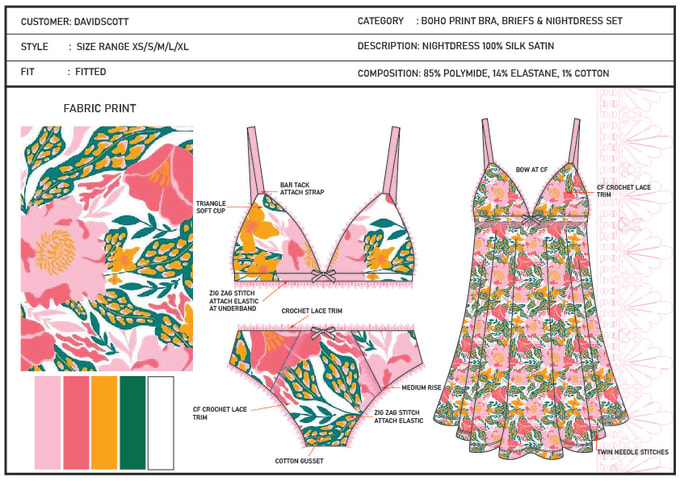 Design Swimwear Bikini Trunks Briefs Lingerie With Techpack By