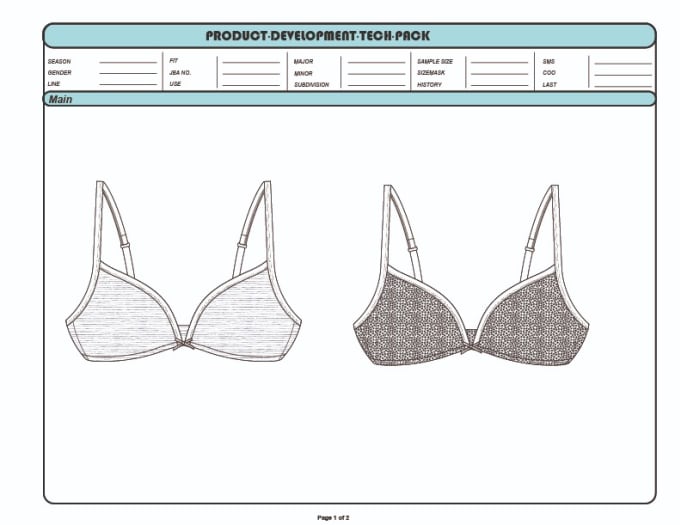 Design Cad Sketches And Tech Packs For Lingerie By Nusratzahan Fiverr