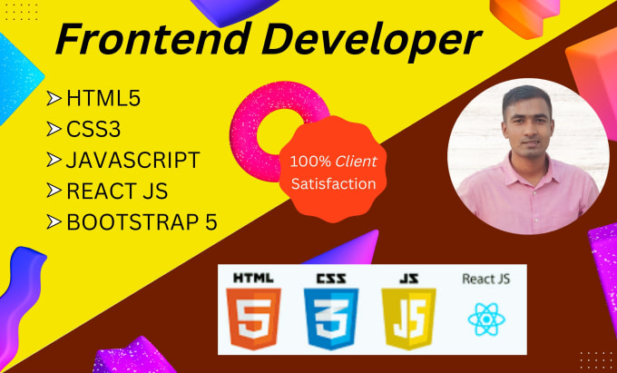 Be Your Front End Developer Using Html Css Javascript React Js And Bootstrap By Shuvo
