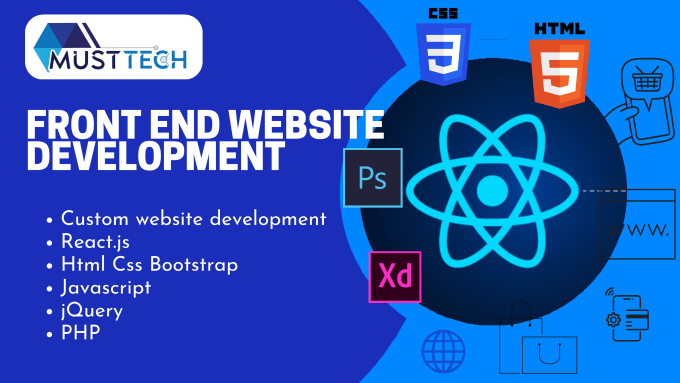 Be Your Front End Web Developer Using Html Css Bootstrap React Js And Jquery By Musttechusa
