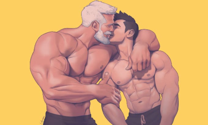 Draw Gay Bara Muscle Yaoi Nsfw Fan Art Oc Comic Gay Character Bara By Stickers Fiverr