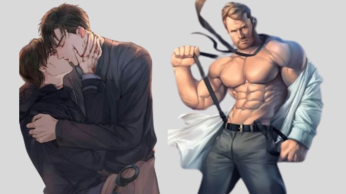 Draw Yaoi Bara Illustrations Nsfw Sfw Anime Gay Couple Oc Muscled Gay Bara By Gabevo Arts