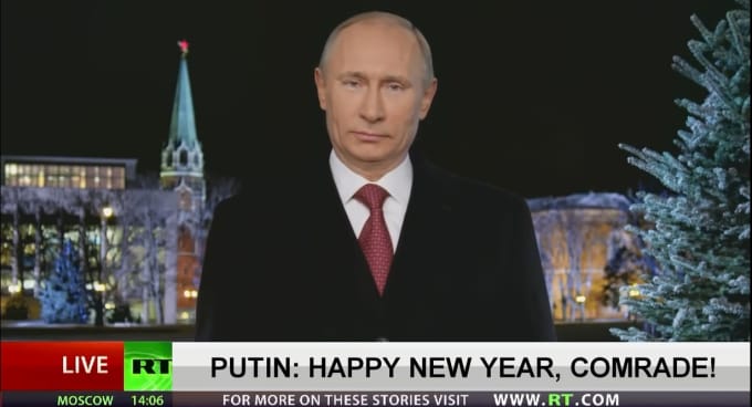 Новогодние поздравление путина с медведевым