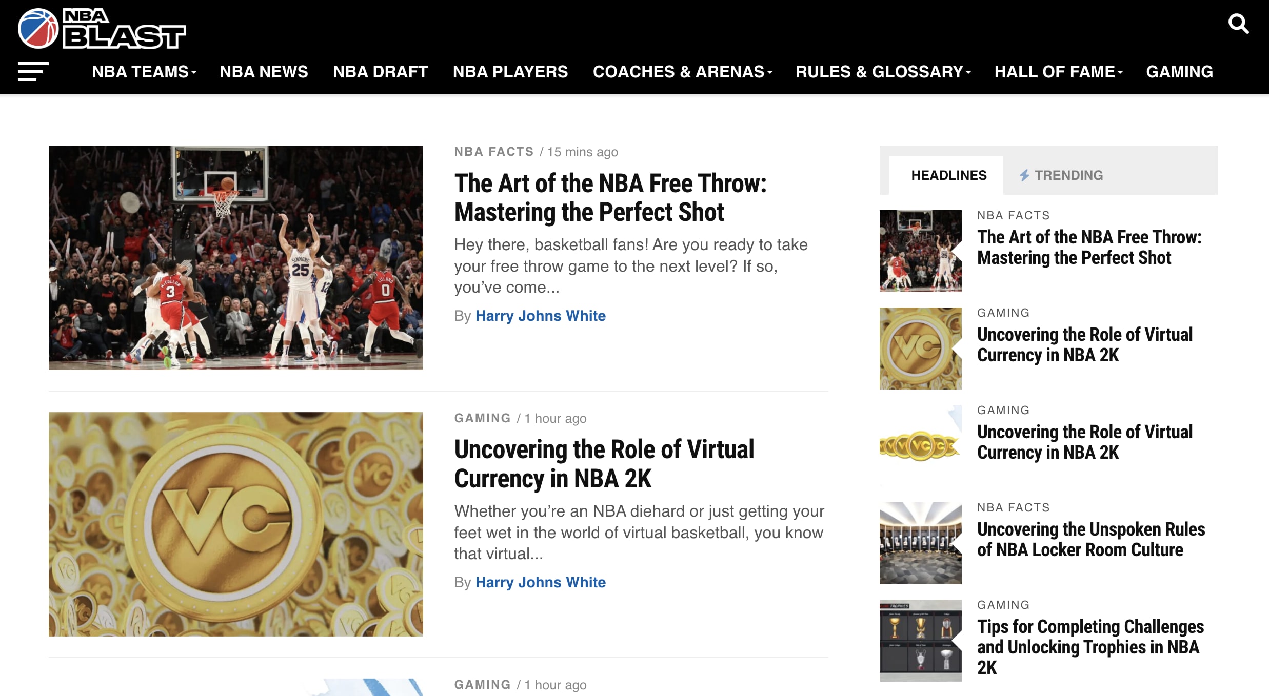 NBA Blast seeks to create a community around the NBA, as evident by its homepage. 