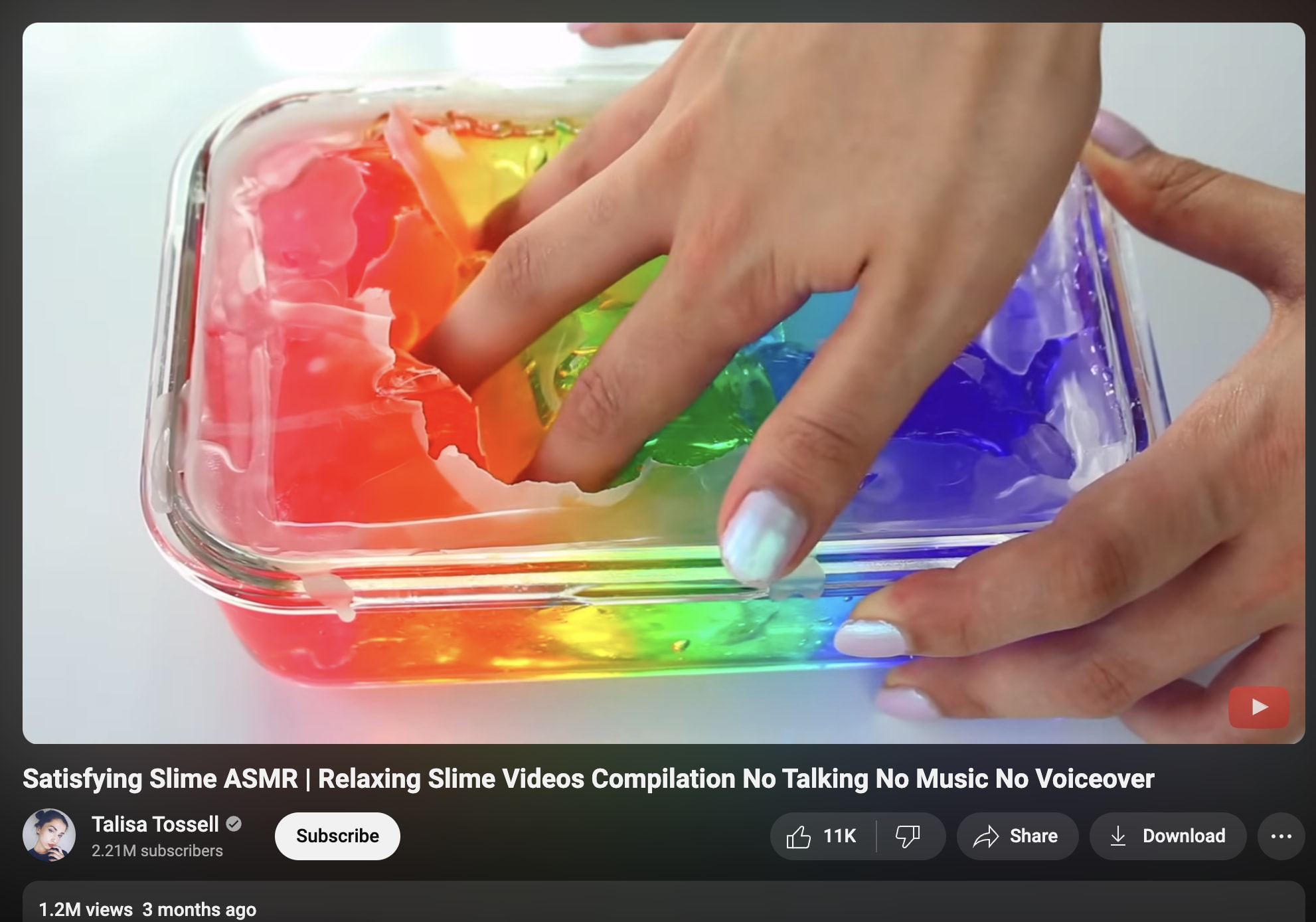 image of Talisa Tossell's slime ASMR video 