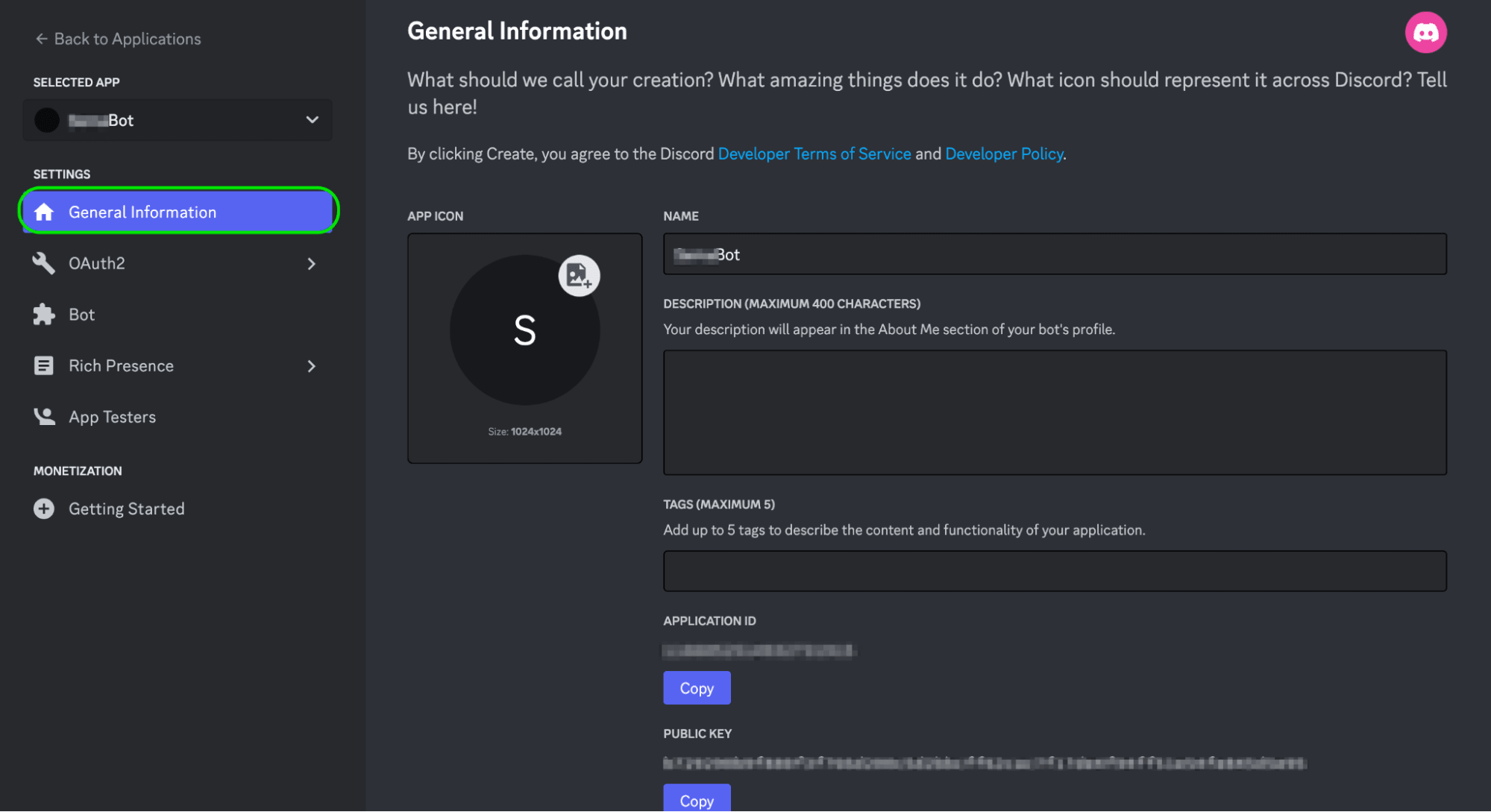 discord chatbot creation dashboard in step 5