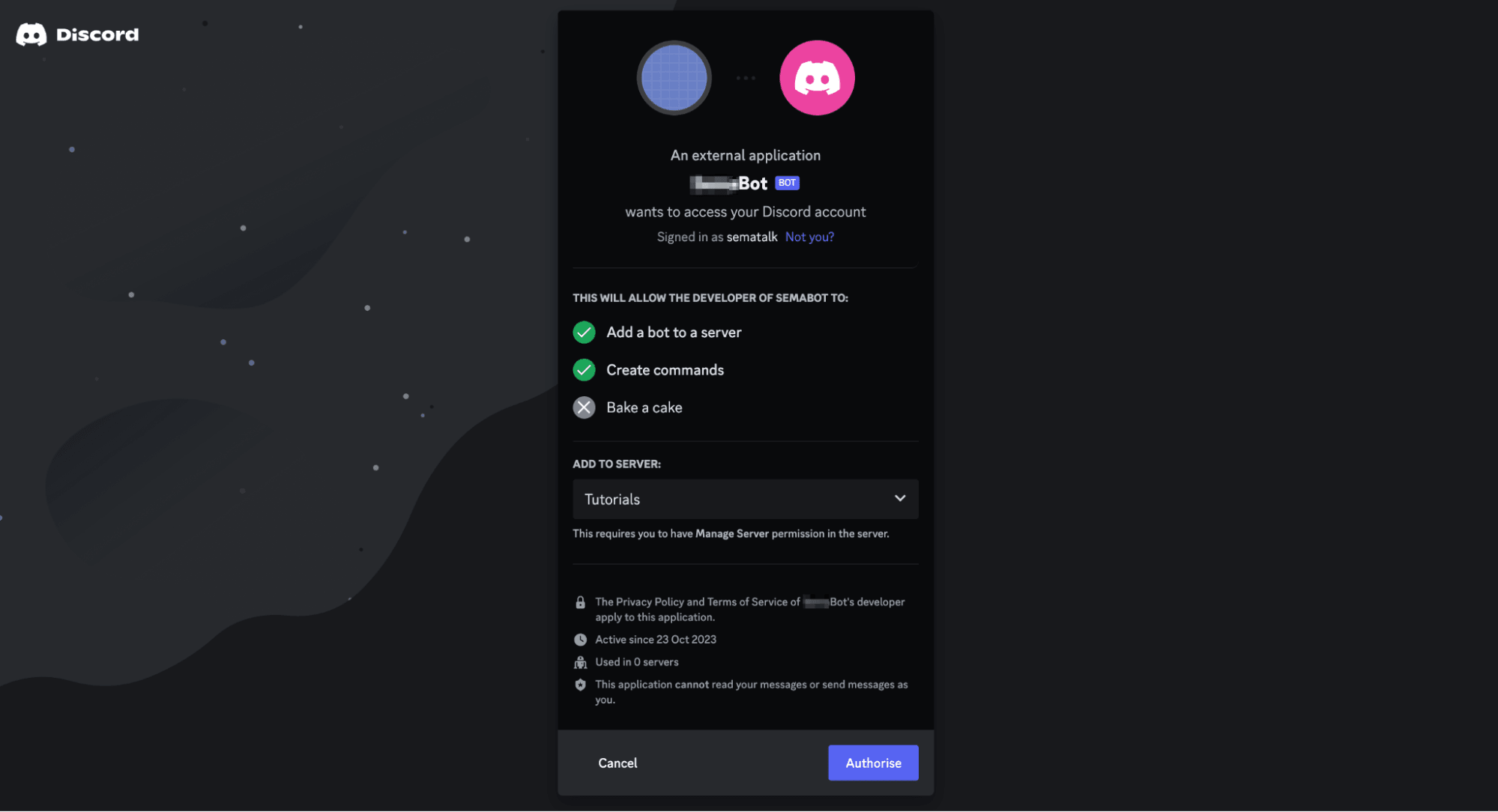 posting URL into Discord to create a Discord bot