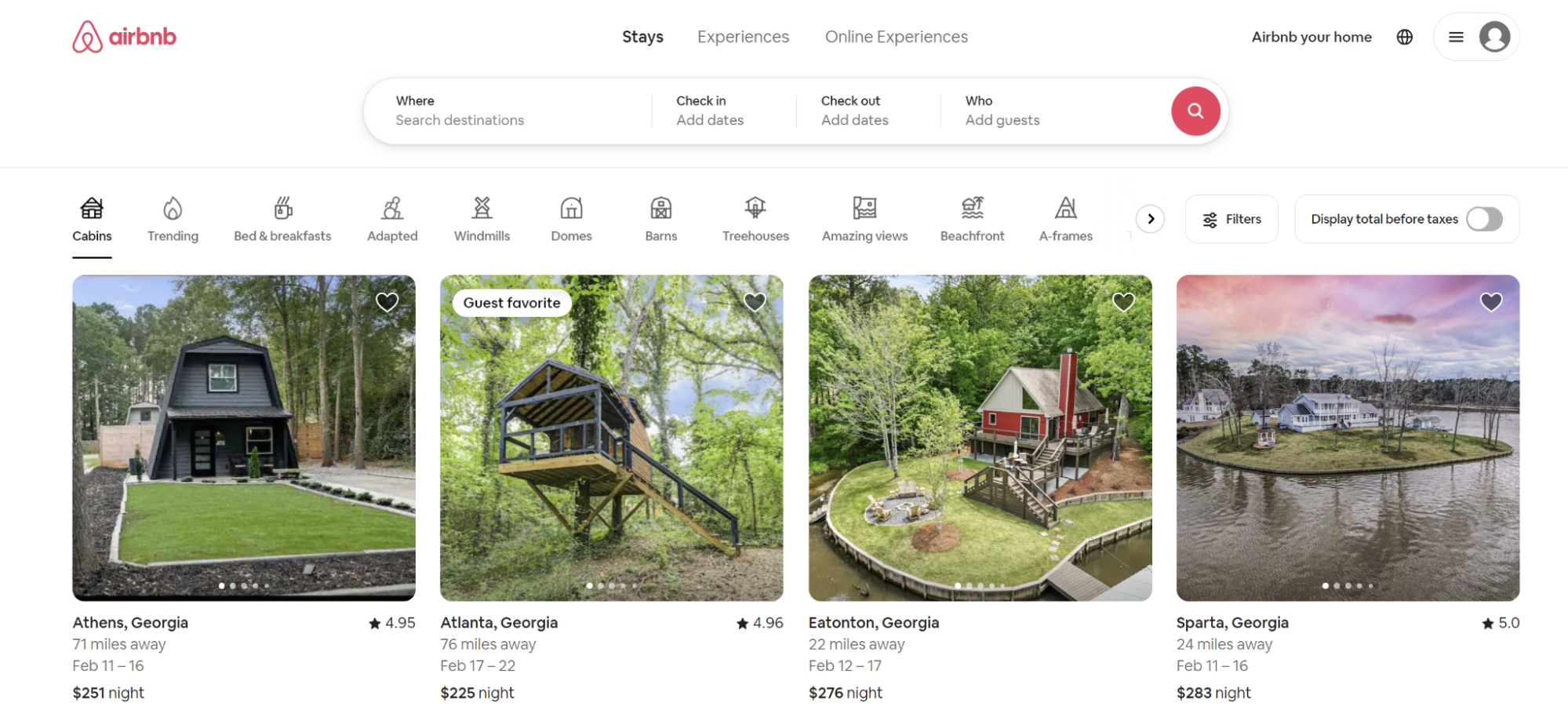 Airbnb website design