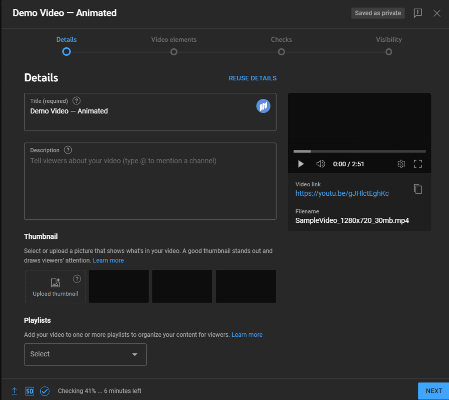Add supplementary details like channel description and thumbnails to add more context