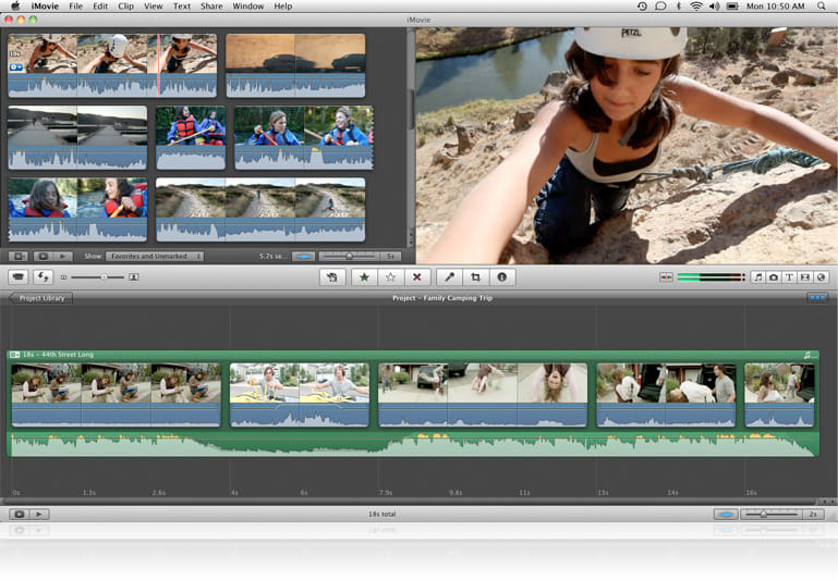 iMovie dashboard