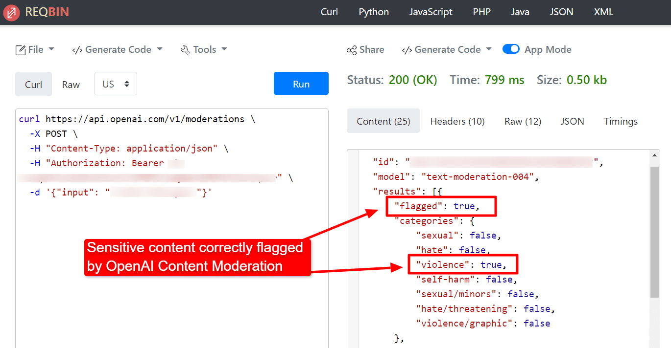 OpenAI correctly flags sensitive content