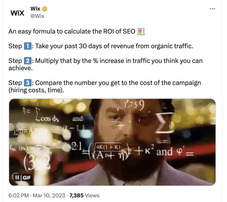 wix content marketing example