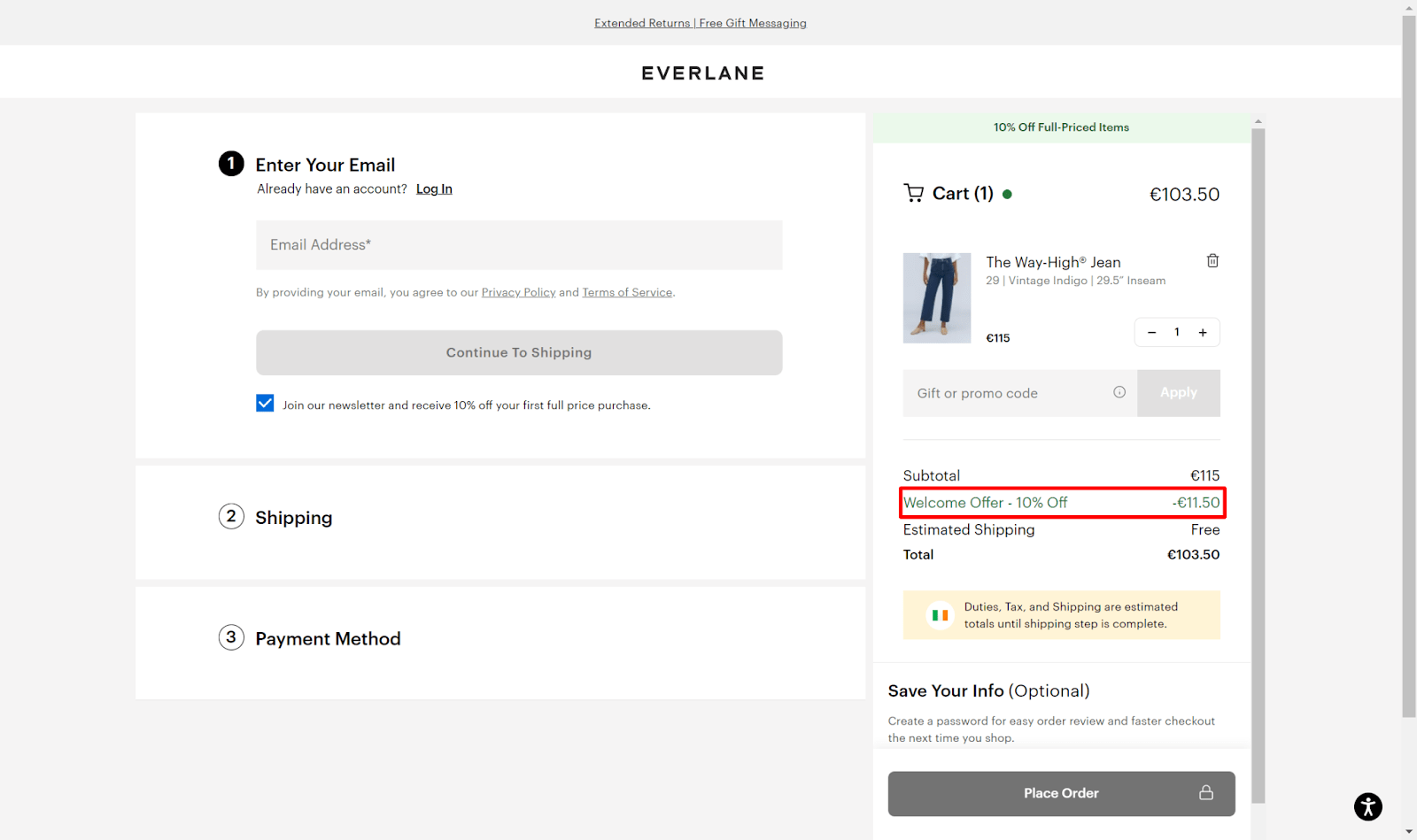 everlane checkout