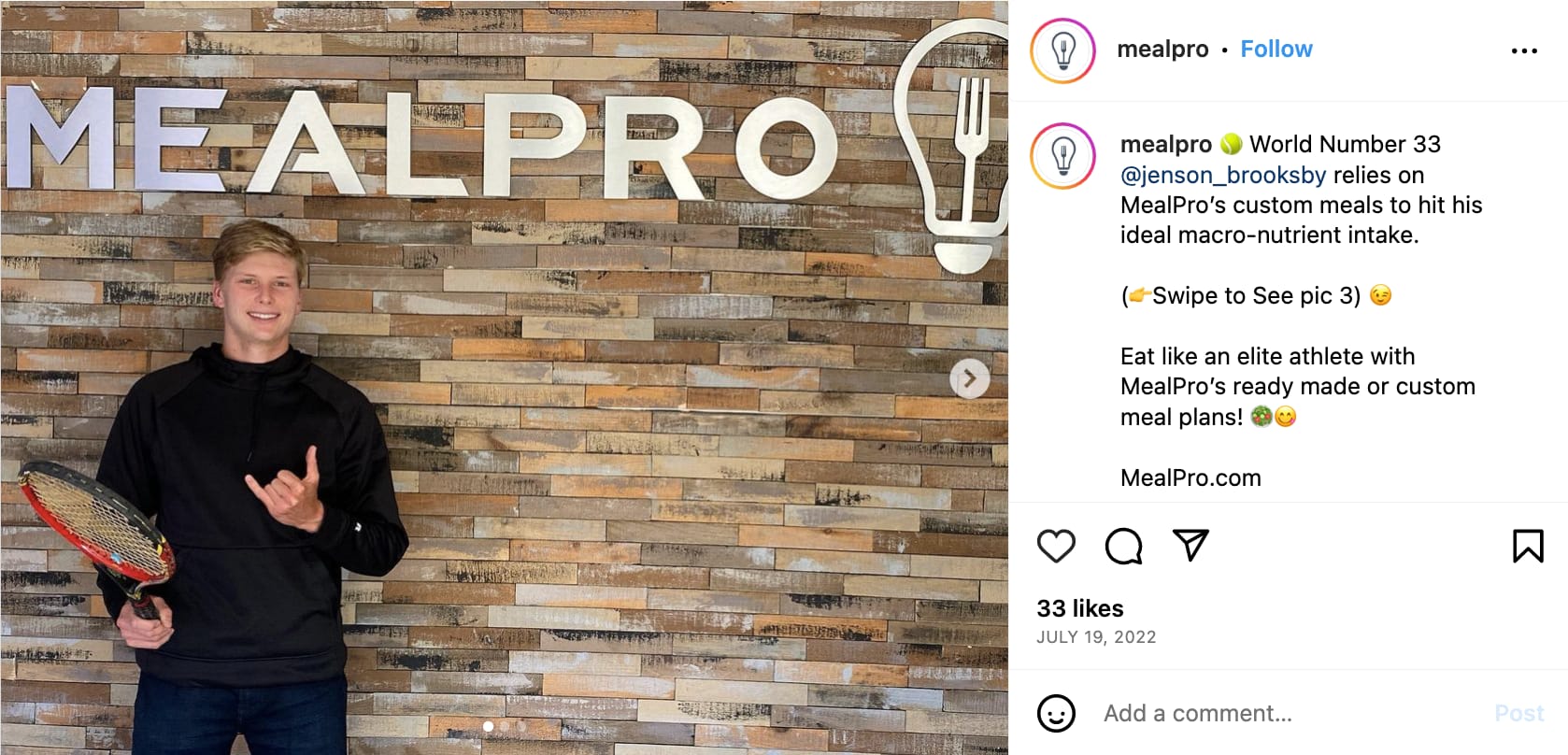mealpro instagram post screenshot