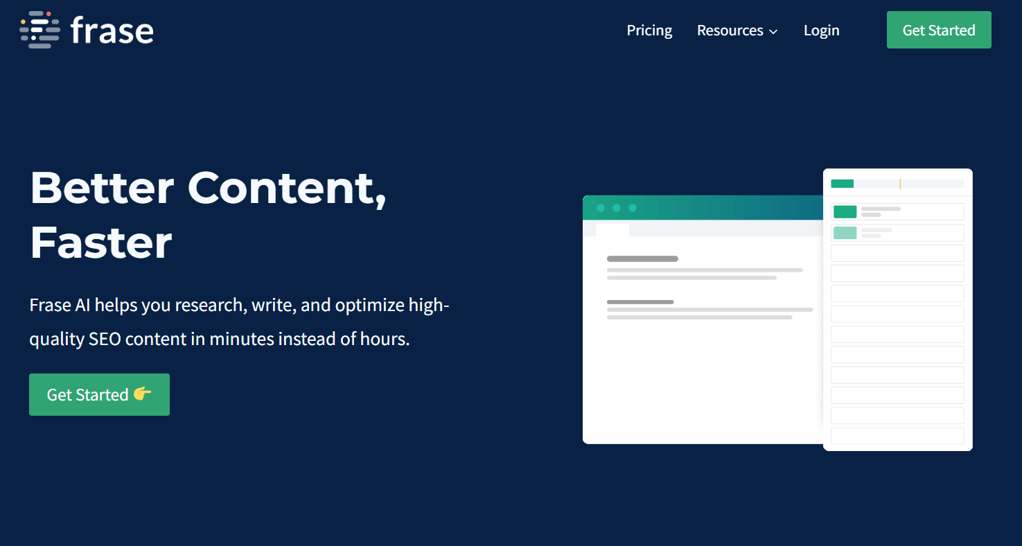 Frase.io is an AI-writing assistant and SEO strategy tool