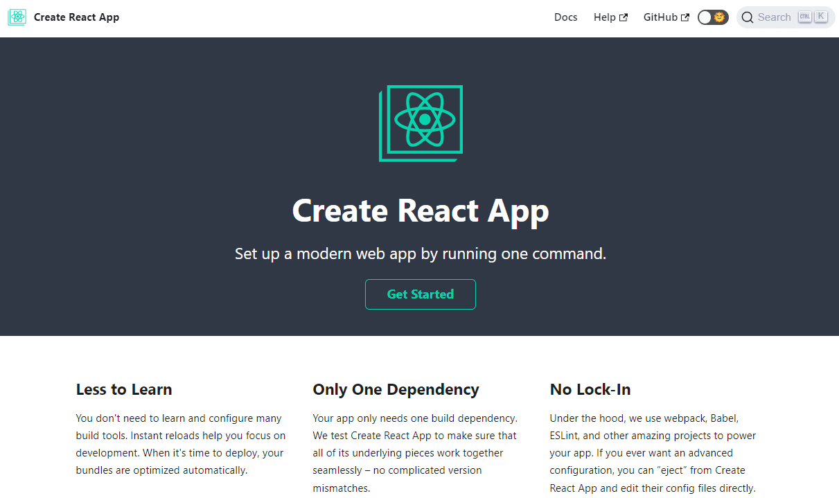 Create React App command-line utility. 