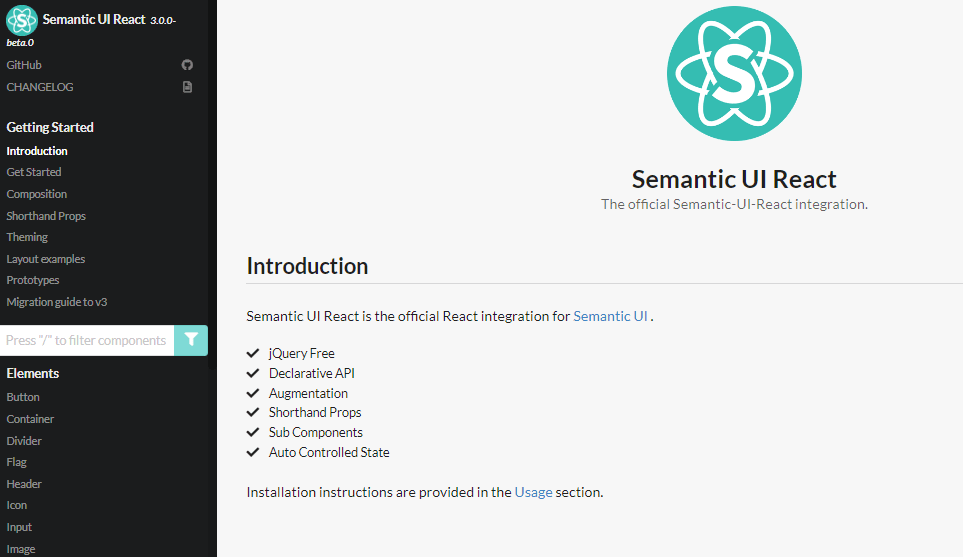 Semantic UI React.