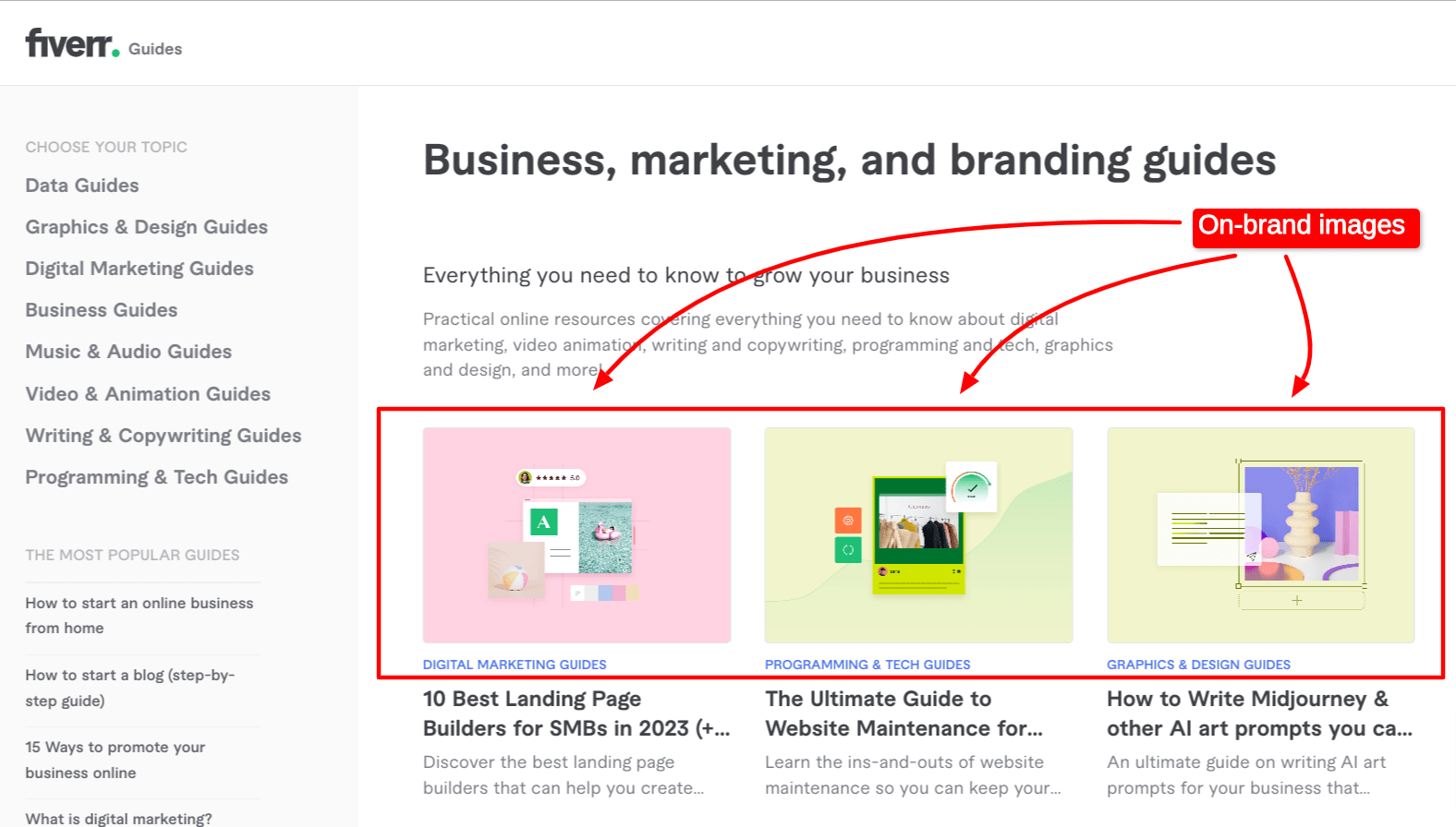 These Fiverr blog images all match the brand