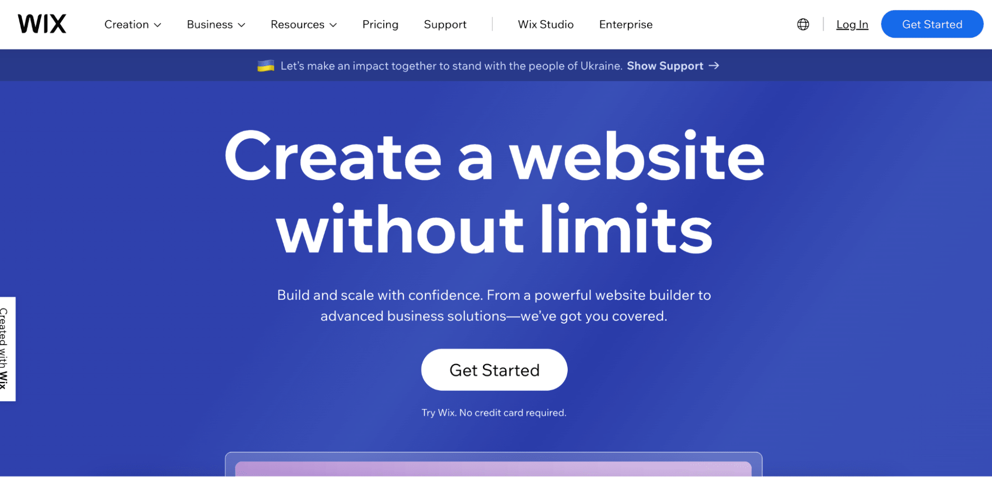 Wix home page