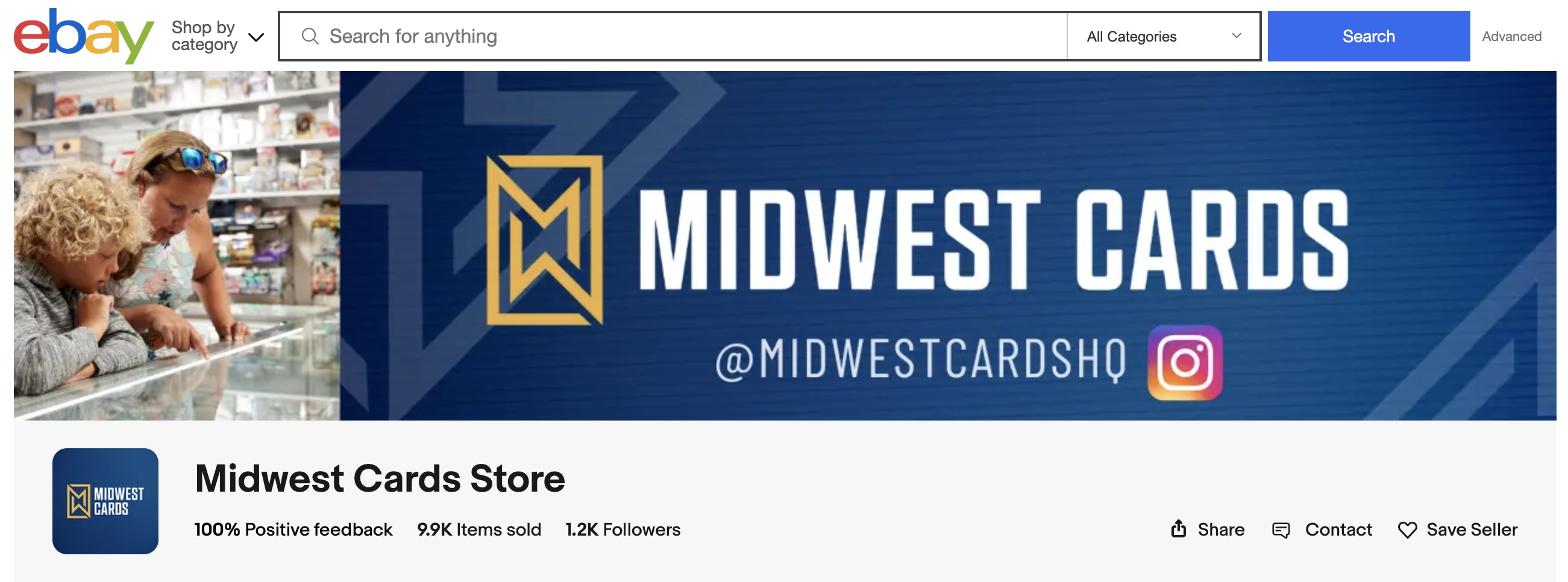 Midwest Cards has sold nearly 10,000 items on its eBay store.