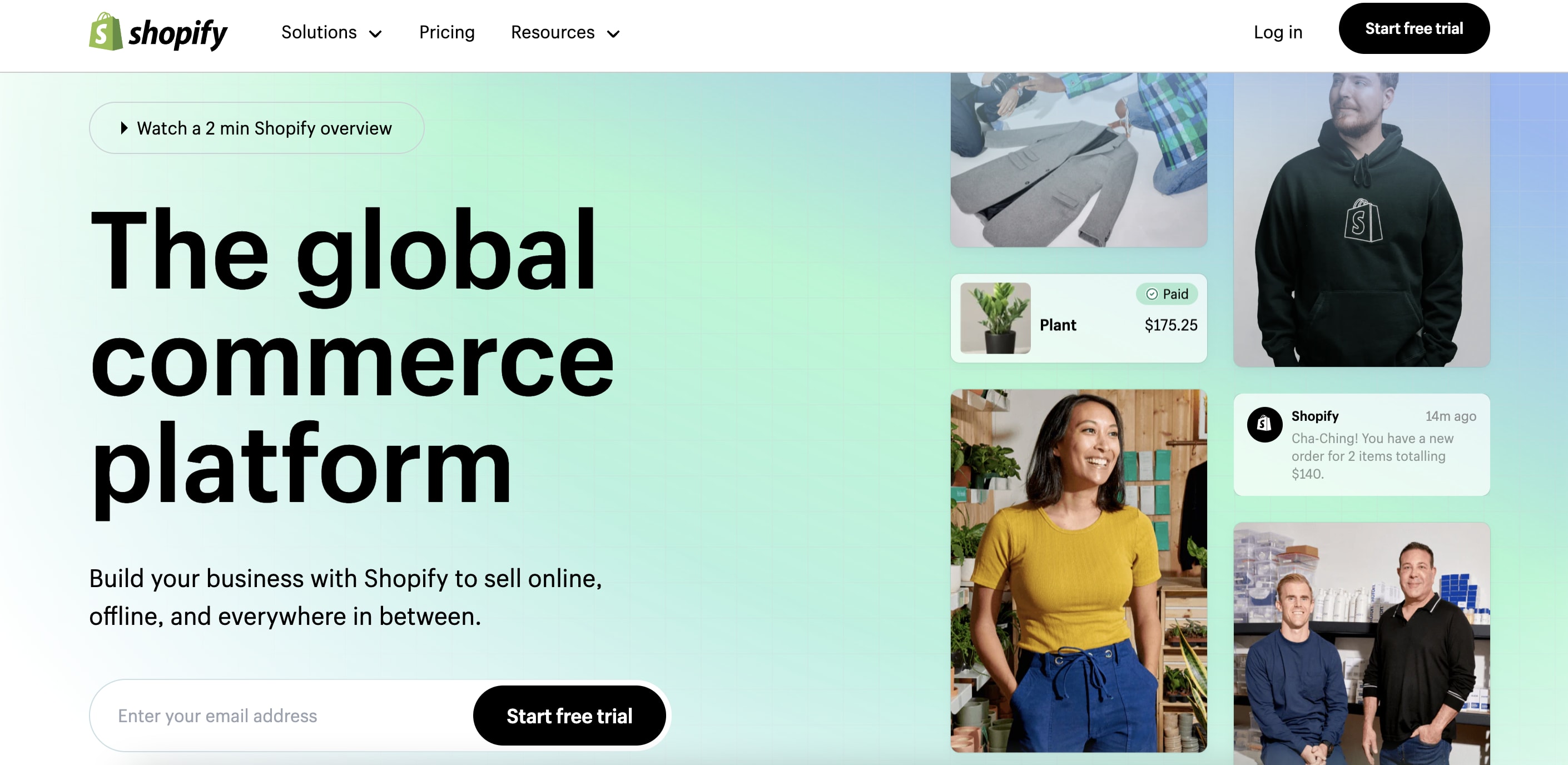 Shopify homepage