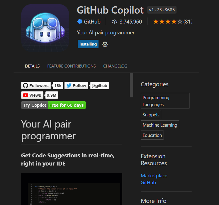 GitHub CoPilot in Visual Studio Code
