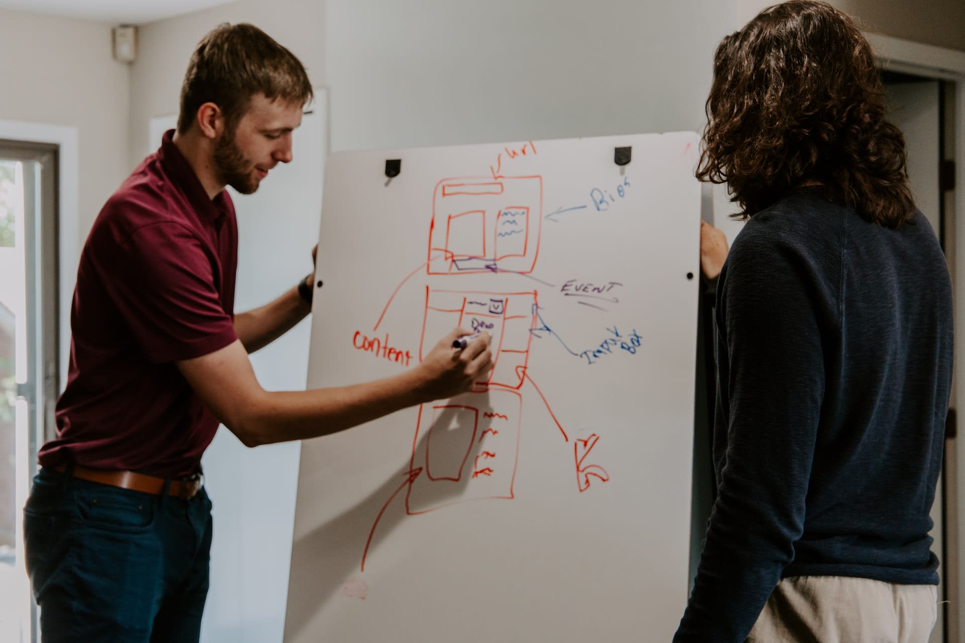 Planning content marketing on whiteboard