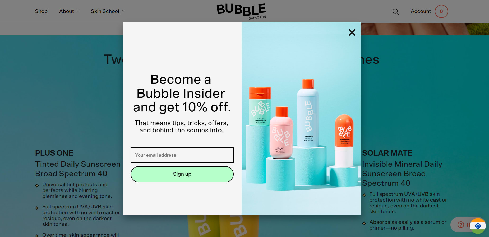 An example of a limited time offer on Bubble Skincare’s website.