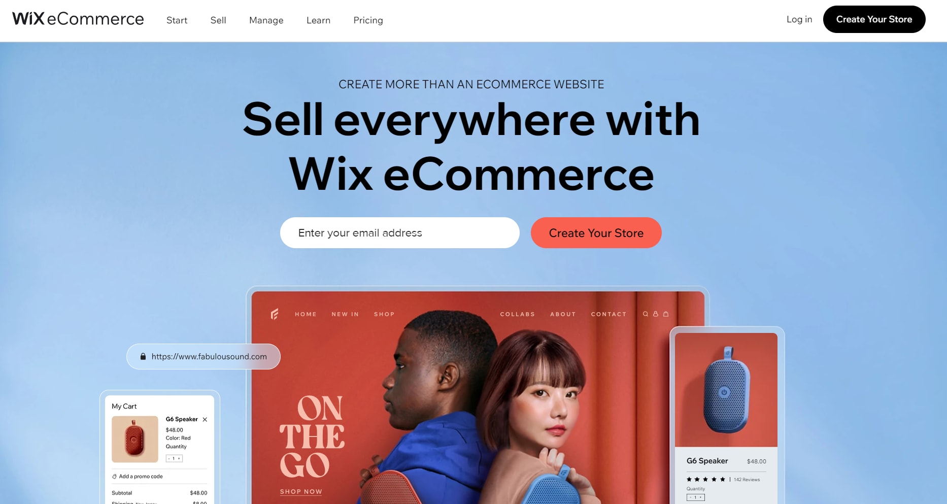 Wix ecommerce homepage