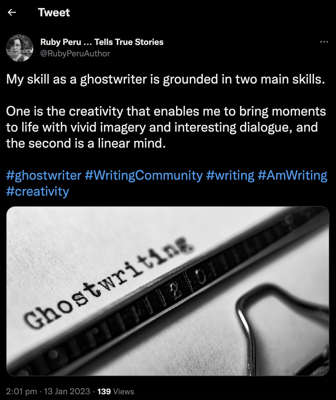 RubyPeruAuthor on Twitter about ghostwriting