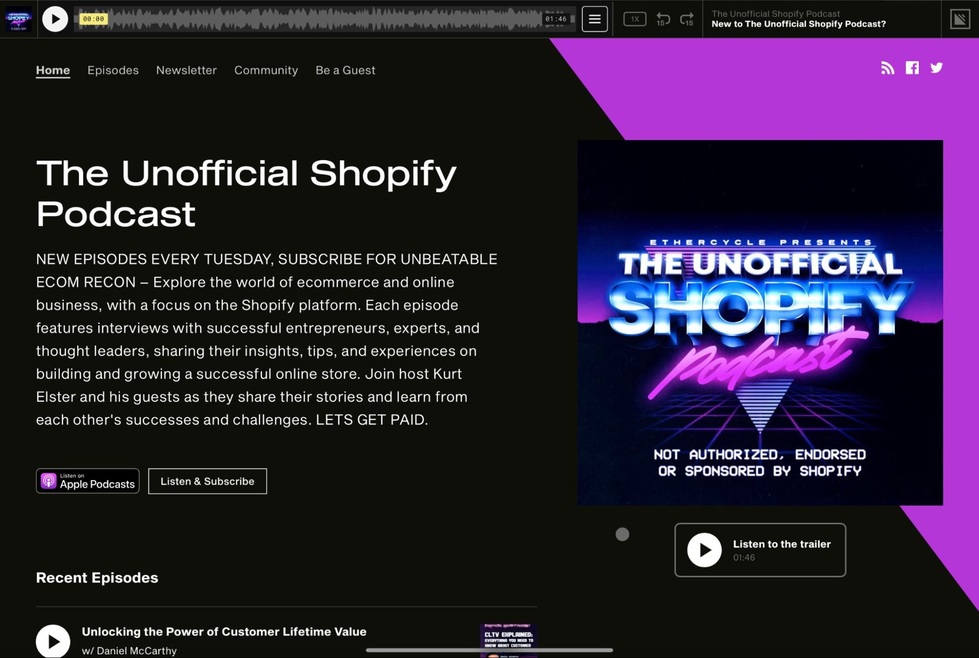 The Unofficial Shopify podcast copy