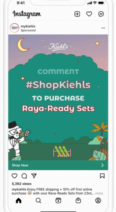 An example of Kiehl’s carousel ads on Instagram.