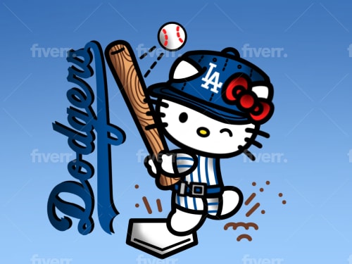 hello kitty baseball drawing