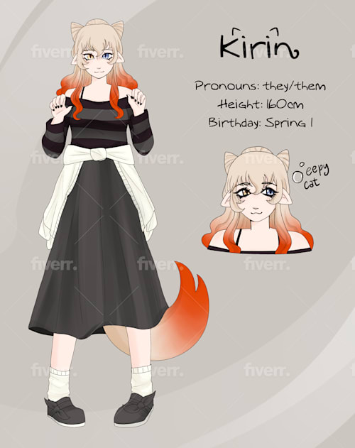 Draw a personalized oc reference sheet by Crimsonkitkat | Fiverr