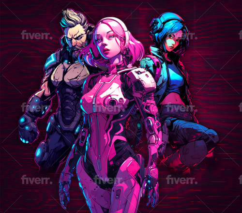 Create cyberpunk characters in cartoon, anime or comic style by Rulzzzid