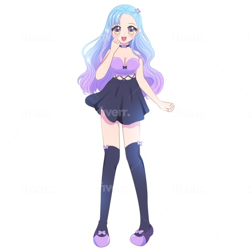 Custom Cute anime character full color Art Commission | Sketchmob