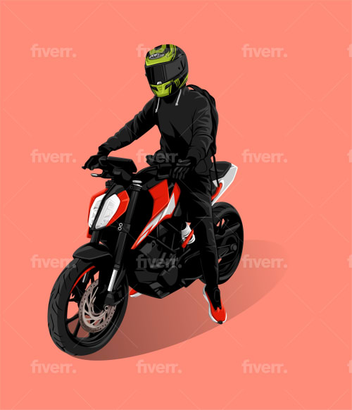 Draw cartoon motorcycle from photo by Vexelart | Fiverr