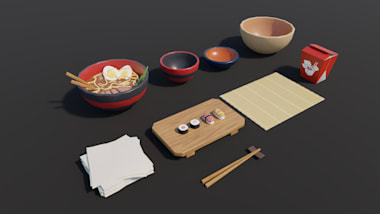 Stylized Ramen shop models