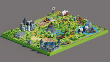 Low poly cartoon map