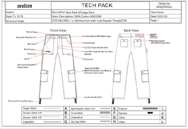 Design fashion clothing tech pack garments by Designertopu