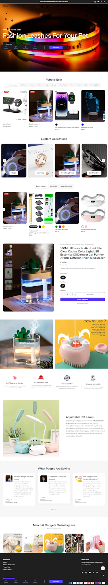 Full Shopify store design for Merch and Gadgets Online