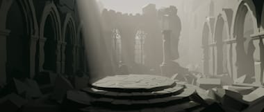 Low poly ruins scene