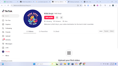TikTok account setup for the Kid's Buy retail brand