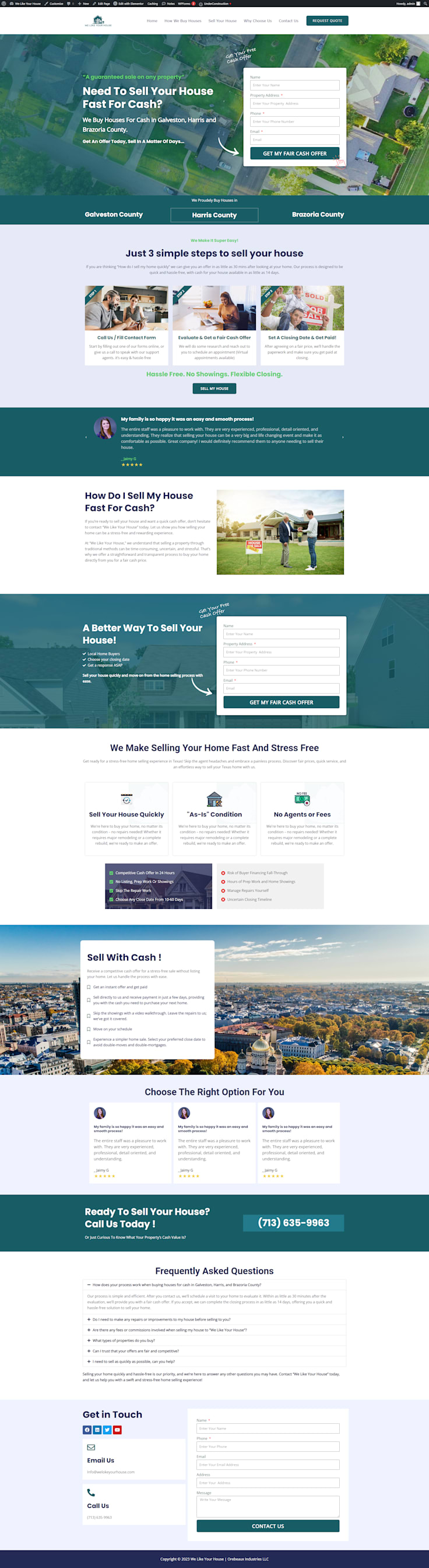 Cash home buyer landing page