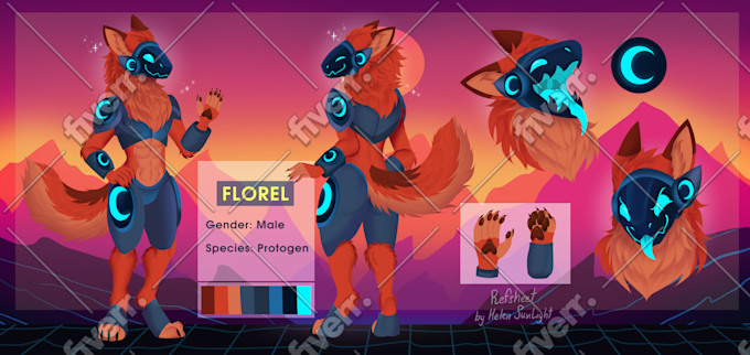 Draw furry reference sheet protogen or primagen fursona by Sunlight ...