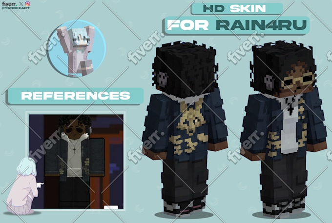 Create the best custom 128x128 hd minecraft skins by Yondeeart | Fiverr