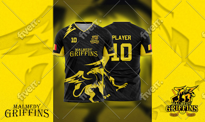 Design a custom esports jersey, sports apparel, and team logo by