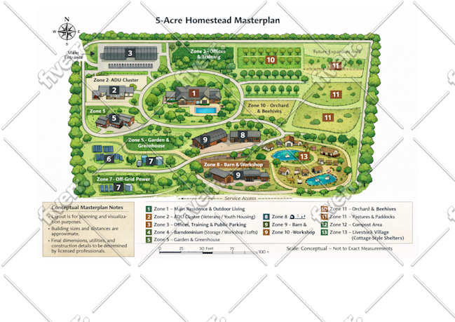 Create farm, homestead and landscape layout master plan for resort or ...